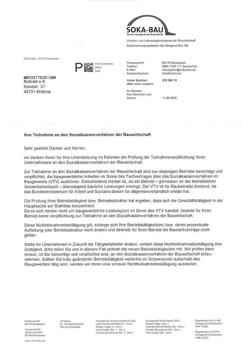 Negativbescheinigung